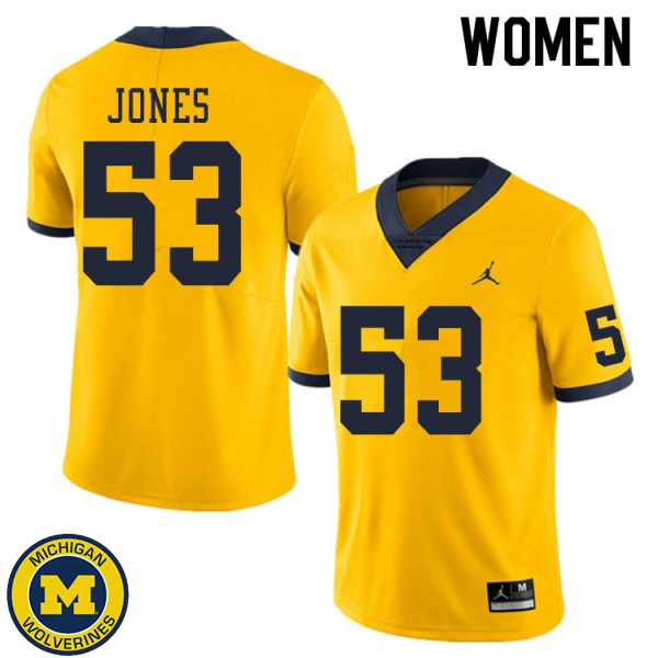 Women Michigan Wolverines #53 Trente Jones Yellow University Jersey